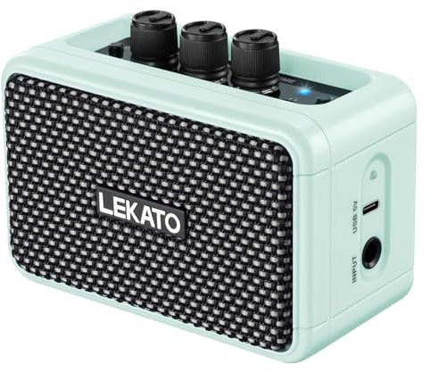 Mini Guitar Amp, LEKATO 5W Wireless Rechargeable Electric Guitar Amplifier with CLEAN/OVERDRIVER Effects, Bluetooth 5.0 Portable Practice Amp for Home Practice and Music Party (Blue)