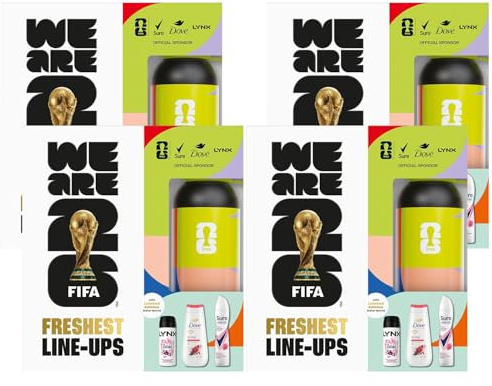 Freshest Line-Ups FIFA Gift Set for Her 4 Pack, Anti-Perspirant, Body Wash, Body Spray & Limited Edition Water Bottle ,3 Piece Self-Care Kit for Women, Official FIFA Football Gift Box