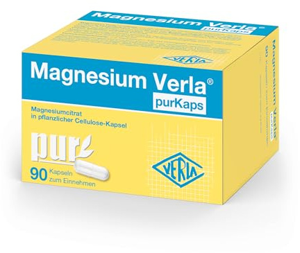 Magnesium Verla purKaps – Magnesiumcitrat möglichst pur für die tägliche Magnesiumversorgung, frei von Süßungsmitteln, vegan, glutenfrei, ohne Lactose und zuckerfrei, gut verträglich, 90 St