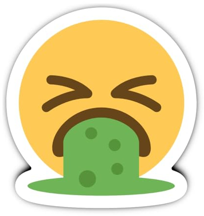 Aufkleber: 200 mm, 1 Stück - mega großer kotzender Emoticon Smiley
