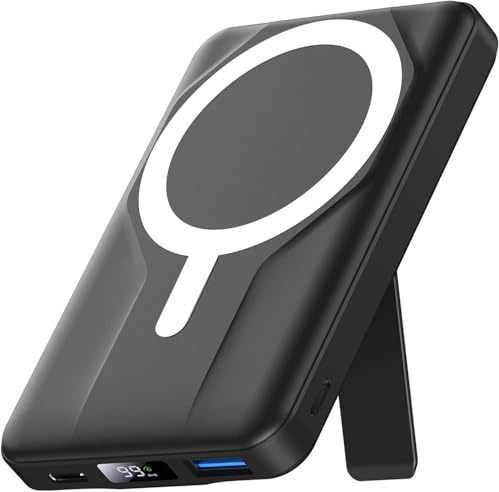 Azmuth Power Bank para Magsafe, 10000mAh Magnético Batería Externa Portátil | Carga Rápida 20W PD, Cargador Portátil Inalámbrica, Pantalla LED, Powerbank Para iPhone 17/16/15/14/13/12 Series, Negro