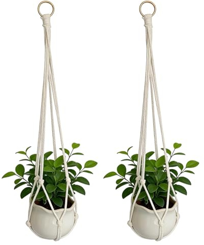 2 colgadores macramé 55cm con ganchos para balcón, ventana, jardín, salón | Calidad confiable, diseño práctico y uso versátil para las necesidades diarias.