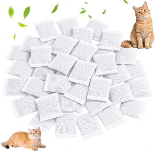 40 Pcs Cat Litter Freshener, Cat Litter Deodorizer, Activated Charcoal Odour Absorber, Advanced Odour Control Formula, Effective Cat Litter Box Freshener, Suitable For Cat Litter Trays