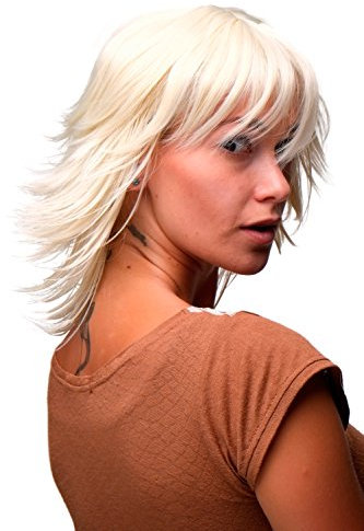 WIG ME UP - 8019-613 Perücke hellblond platinblond im Wetlook modulierte stufige Spitzen scharf