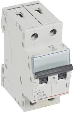 Legrand 403606, interruttore automatico magnetico termico, 2P, 16A, curva C, 6 kA, 2 modulo, TX3