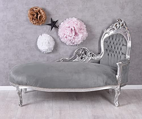 Recamiere Sofa 165 cm Barock Chaiselongue Diwan Sessel Silber Grau Holz Palazzo Exklusiv cat590e19 Palazzo Exklusiv