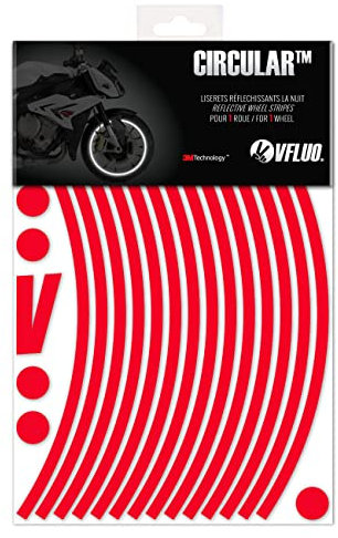 VFLUO - Kit Pegatinas Llantas de Moto Reflectantes, Autoadhesivas para 1 Rueda, 3M Technology™ - Gran Visibilidad Lateral - Discreto y diseño - Fácil colocación