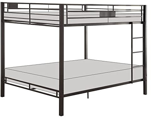 Acme Kaleb Metal Frame Queen Over Queen Bunk Bed with Ladder in Sandy Black