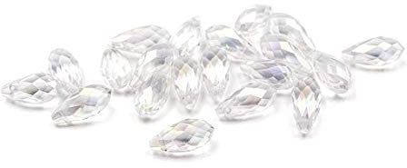 Vintageparts klare Glasschliffperlen als Tropfen mit Holo Effekt 13 mm 10 Stück DIY-Schmuck zum Schmuck selber machen