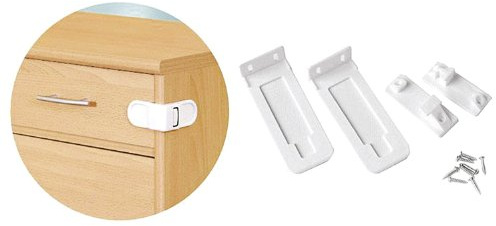 reer Schrank- und Schubladensicherung Extern, 1 Stück, zum kleben, weiß