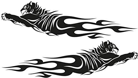 Autotattoo - Flammen Tiger 001 - M (2 Stück - 1x gespiegelt) - je 60cm x 17cm - Auto Aufkleber