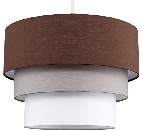MiniSun | Round Modern 3 Tier Fabric Ceiling Pendant Light Shade in Brown | Pendant Lights, Home Décor & Improvement Essential | 300cm Shade Width