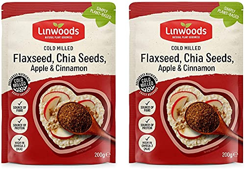 Linwoods Milled Flax,Chia Seed, Apple & Cinnamon 200 g (Pack of 2)