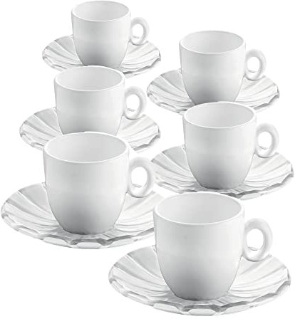 Guzzini - Grace, Set 6 Tazzine Caffè in Porcellana - Trasparente, 35 x 30 x h9,5 cm - 28740100