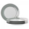 van Well Vario Speiseteller-Set 6-teilig - Tafel-Service für 6 Personen - flache Ess-Teller mit Ø 26,5cm - Porzellan-Service weiß mit Rand in Grau- Teller-Set mikrowellengeeignet