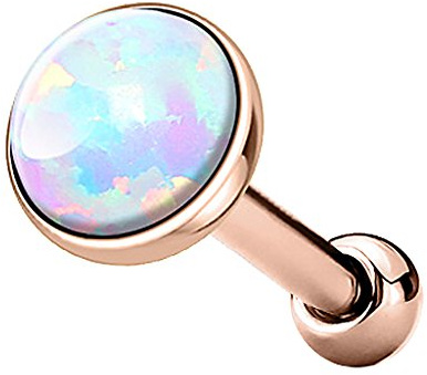 Piercingfaktor Tragus Piercing Helixpiercing Helix Ohr Cartilage Knorpel Stecker mit flachen Opal Steinen Rund