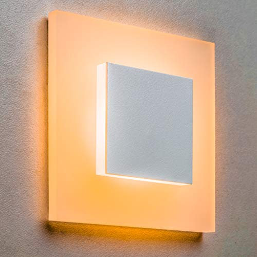 meerkatsysteme LED Treppenbeleuchtung Premium SunLED Pyramid Small 230V 1W Echtes Plexi-Glas Treppenlicht mit Unterputzdose Beleuchtung Wandeinbauleuchte (ALU: Weiß; LICHT: Warmweiß, 1 Stück)