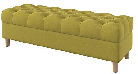 Furninero - Tiefer gepolsterter Sitzbank Sitzhocker Sitzruhe Betthocker Ottomane, mit Stauraum, Gerundete Beine, 140 cm breit, Softi Dark Yellow Stoff (Wasserabweisen), Gelb