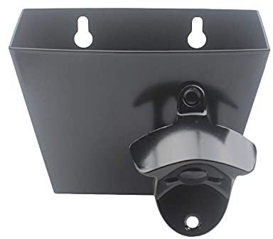 Black Wall Mounted Bottle Opener and Bottle Cap Catcher Set for Soda Lovers' Gift