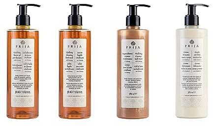 Prija XL Ginseng Set - 4 x 380ml - 1 x Körpercreme für Hände und Körper - 1 x Haut-& Haar Shampoo Vitalisierend - 1 x Flüssigseife Für Geschmeidige Haut - 1 x Cremiges Schaumbad
