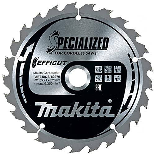 Makita B-62979 Efficut Cordless Plunge Saw TCT Saw Blade 165mm x 20mm x 25T