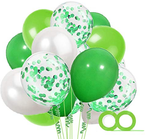 MAKFORT 60 Stück Rosa und Weiß Luftballons mit Konfetti Ballons Rosa und 2XLuftschlangen Helium Ballons für Hochzeit Geburstagsdeko Babyparty Mädchen Dekoration