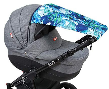 BABYLUX Sonnenschutz SONNENSEGEL für Kinderwagen Buggy UV Schütz (64. Papagei Blau)