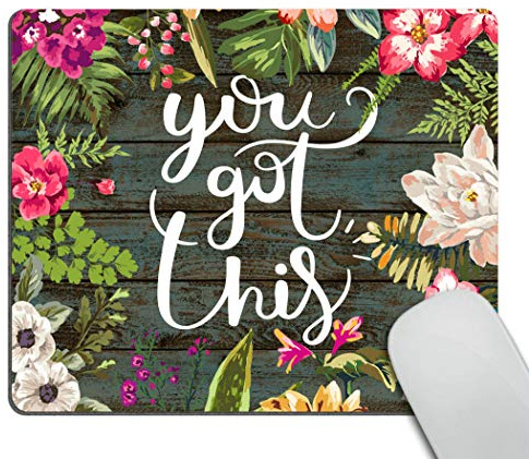 Wasach Floral Mouse Pad Motiavation Quote You Got This Neoprene Inspirational Quote Mousepad Office Space Decor Home Office Computer Accessories Mousepads Watercolor vintage flower design