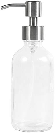 TOPBATHY Glas Seifenspender 250ml Glas Pumpflasche Lotionspender Leer Flasche Lotion Pumpspender mit Edelstahl Pumpe für Badezimmer Küche Transparent