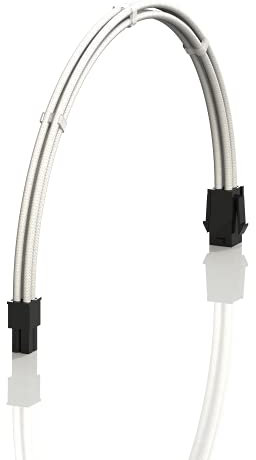 LINKUP - AVA 50cm 4-Poliges CPU-ATX-Motherboard-Netzteil Geflochtene Benutzerdefinierte Mod-PC-Verlängerungskabel mit Kämmen | Einzelpackung | 500mm - Weiß