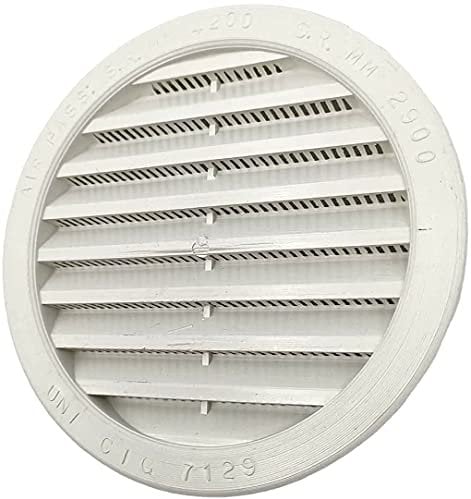 Kombi - 2 Griglie Aerazione Plastica 140mm per Ventilazione Areazione Rotonda Incasso Protezione Insetti Bianco Sistema Aria Casa Tonda, confezione da 2 pezzi.