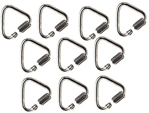 Yililay Delta Karabiner Edelstahl Delta Quick Link-Anschluss Heavy Duty Screw Lock Karabiner Clips für Camping Wandern M3.5 10PCS