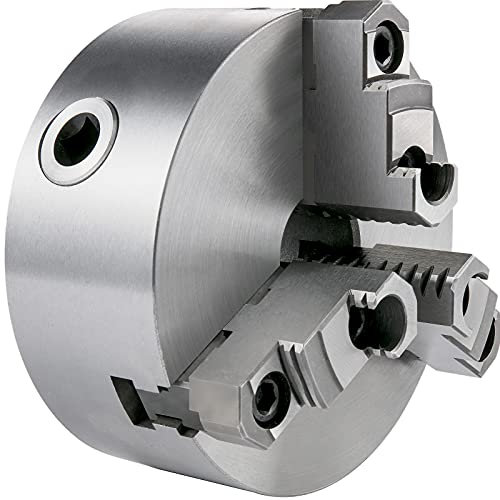 VEVOR Mandril de Torno de Metal 160mm 3 Mordazas Torno Chuck con Placa Adaptadora 2-1/4-8Par 160 Nm, de Sujeción, CNC Económico, Fresadora, Taladradora, Centro del Agujero: 1in*8toi, Plata