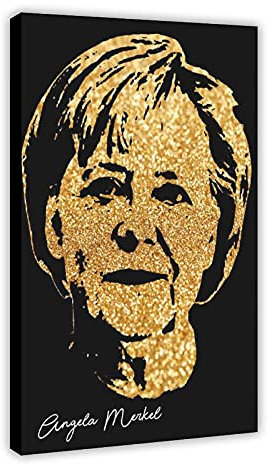 YINGXI Angela Merkel Poster Portrait Kunst Leinwand Wandkunst Dekor Druck Bild Gemälde für Wohnzimmer Schlafzimmer Dekoration Rahmen: 60 x 90 cm