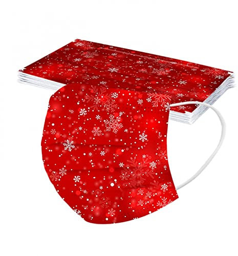 YpingLonk 10 Stück Weihnachts Mundschutz Erwachsene Einweg 3-lagig mit Weihnachtsmotiv Damen Herren Bunt Mund Nasenschutz Weihnachten Print Mund-Tuch Bandana Halstuch Schals