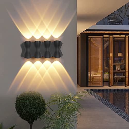 Elitlife Wandleuchte Innen, LED Wandlampe Außen 8W Warmweiß Wasserdicht IP65 Modern Up Down Aluminium Wandbeleuchtung für Bad Flur Kinderzimmer Treppenhaus Wohnzimmer Schlafzimmer