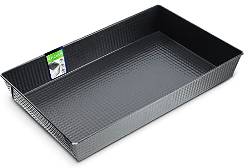 KADAX rechteckige Backform, Backblech in 3 Größen, hohe Blechränder für Kuchen, Toastbrot, Käsekuchen, Brownie, pflegeleichte Kastenform, Wärmeverteilung (40 x 25,5 cm, Schwarz)