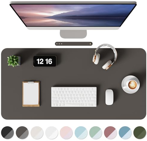 MOLMO Non-Slip Desk Mat, Waterproof Desk Pad Table Protector, Easy Clean Laptop Mat Large Mouse Pad Leather Writing Mat with Suede for Office /Home/Decor (Dark Grey, 80 x 40 cm)