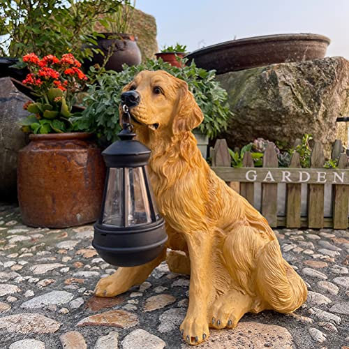 Solar Tiere für Außen Garten, Hunde-Skulptur Solarlampen für Außen Garten Deko Solartierskulptur Gartenfigur Solarleuchten im Freien Tierleuchten Großer Hund Deko mit Solarbeleuchtung,Golden retriever