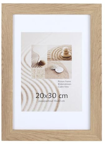 KM Foto Bilderrahmen Holz Plexi Acryl Rahmen quadratisch Collage Wanddeko Poster S215: Farbe: Natur | Format: 40x50