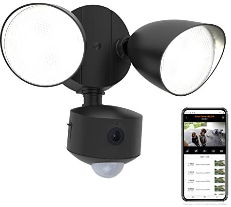 LUTEC LED Kameraleuchte DRACO, Außenleuchte in Mattschwarz mit Bewegungsmelder & Kamera, Überwachungskamera Full-HD und Gegensprechanlage,inkl. 16 GB SD-Karte, kompatibel m. Google Voice & Alexa