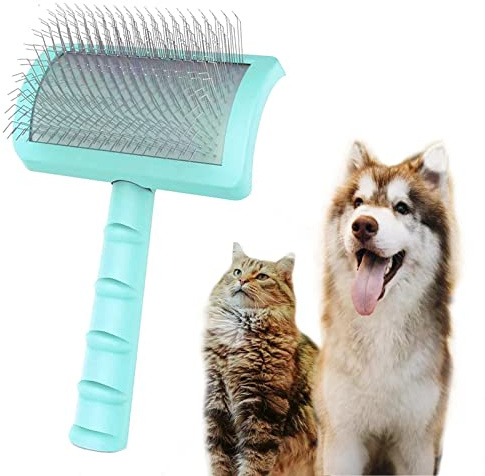 TinyPoint Large Slicker Brush for Dogs,Cats,Extra Long Pin Shedding Brush for Long Haired Dog,Cat, Pet Grooming Wire Brush for Thick Undercoat Curly Hair,25mm(1),Green