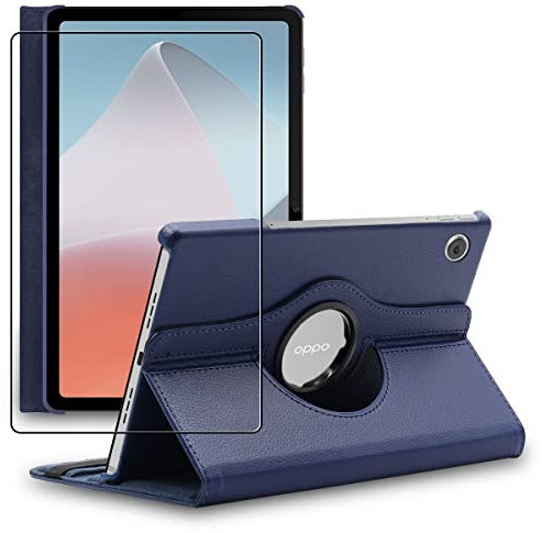 ebestStar - Funda para OPPO Pad Air, Carcasa Capa Giratoria, 360 Protectora, Cuero PU Soporte, Azul Oscuro + Cristal Templado