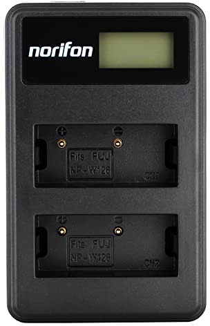 NP-W126 Dual Channel LCD USB Charger for Fujifilm FinePix HS30, FinePix HS30EXR, HS33EXR, HS35EXR, HS50EXR, X-A1, X-E1, X-E2, X-M1, X-Pro1, X-T1, X-T10 Camera and More