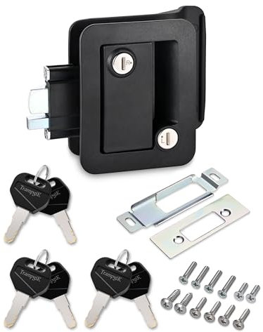 Engineering Kunststoff-Türschloss, Wohnmobil-Türschloss, Ersatzteil, passend für 9,3 x 7,5 cm großes Loch, für Wohnmobil, Wohnmobil, Eingangstür, 1 Schloss + 4 Schlüssel