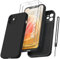 Qasyfanc Handyhülle für iPhone 12 Mini Hülle mit 2 Stück Hartglas Schutzfolie, Silikon Case Ultra Dünn Microfiber Kameraschutz Rundumschutz Anti-Kratzer Handyhülle für iPhone 12 Mini 5.4'' - Schwarz