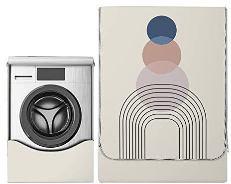 Odot Funda Lavadora Exterior Impermeable, Universal Cubierta para Lavadora y Secadora Carga Frontal, Funda de Protección Solar Antipolvo con Cremallera (M-Capacidad 8~10kg,arcoíris)