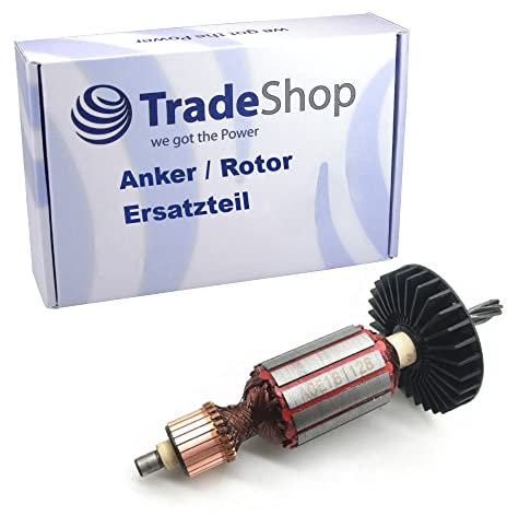 Trade-Shop Anker Rotor Motor Ersatzteil mit Lüfter kompatibel Makita HR2460 HR2470 Bohrhammer ersetzt 515289-2