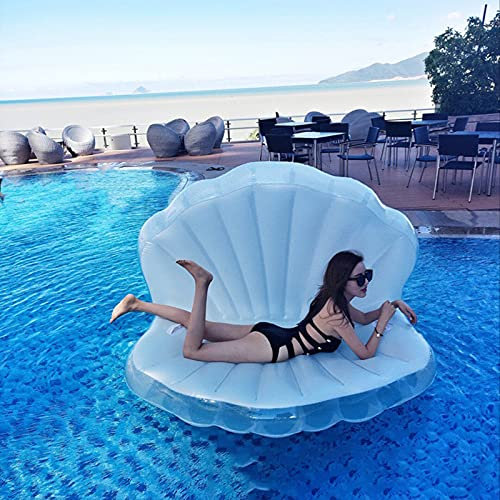 Aoguaro Lit flottant pour piscine, chaise flottante, siège de piscine, lit gonflable à eau paresseuse, lit flottant pliable, lit flottant en forme de coquillage pour enfants et femmes adultes