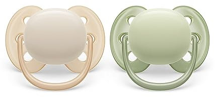 Philips Avent Sucette ultra-douce - 2 sucettes douces et souples pour bébés âgés de 0 à 6 mois, sans BPA et avec étui de transport stérilisateur (modèle SCF091/05)